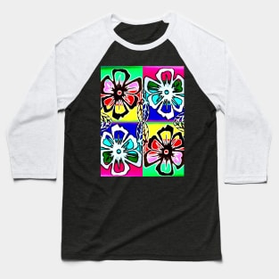 Flowers 2 Neon Pop Art Baseball T-Shirt